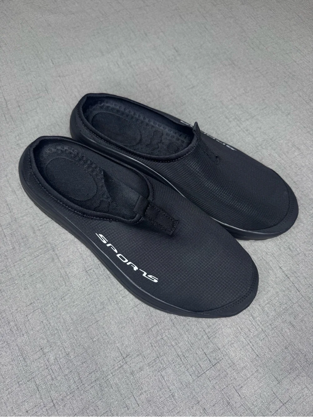 Mens Black Walking Slip On Shoes Sneakers Open Back Size 9 New